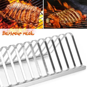 Stainless Steel Barbecue Grill Holder Smoking Rib Racks Grilling BBQ Accessories Outdoor Roasting